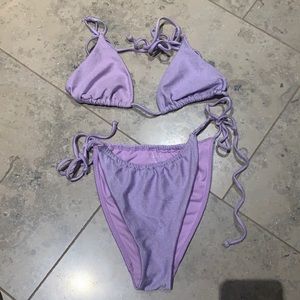 purple sparkly triangle bikini